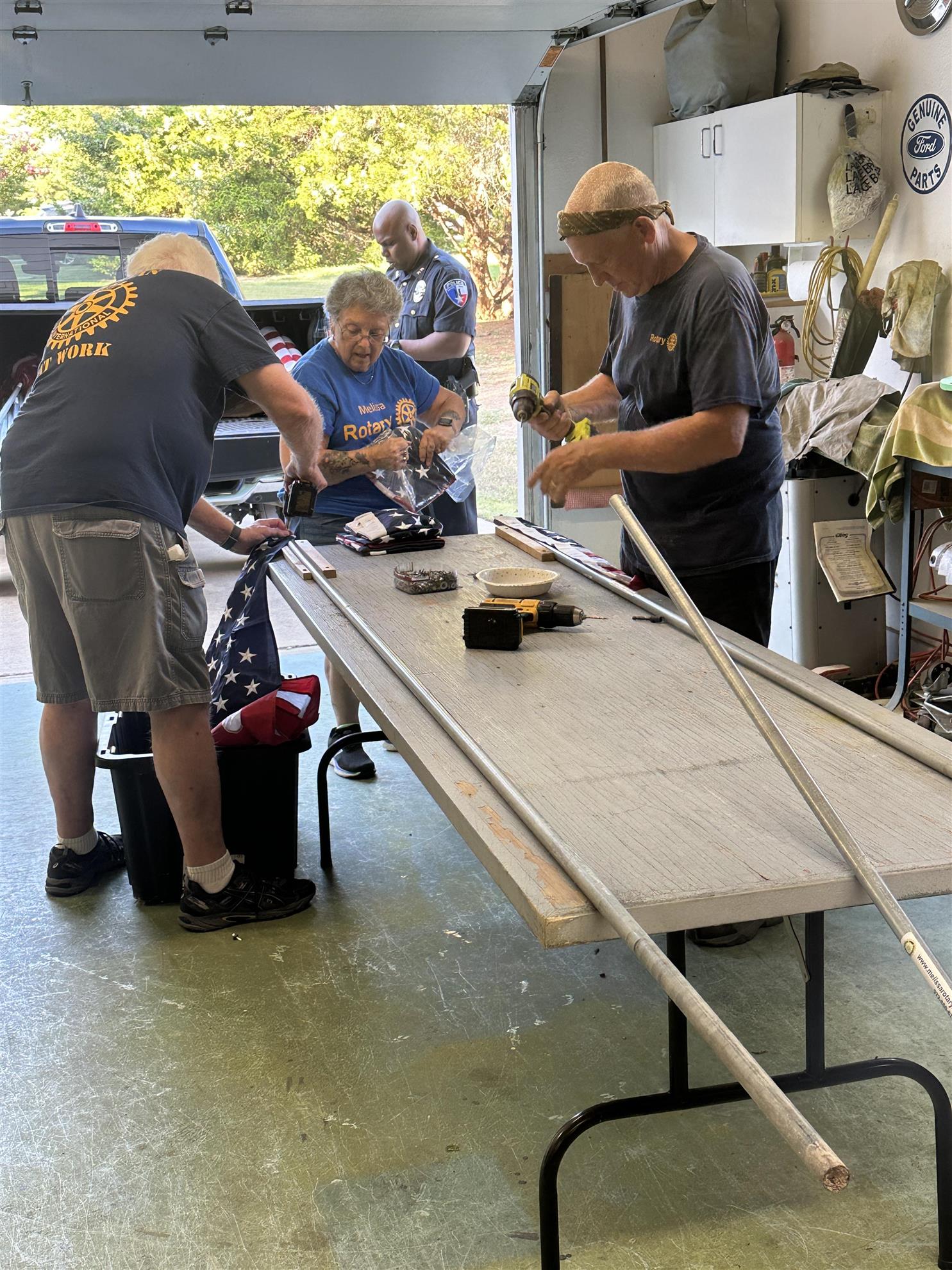 Flag Repair is Part of the Job Melissa Rotary Club